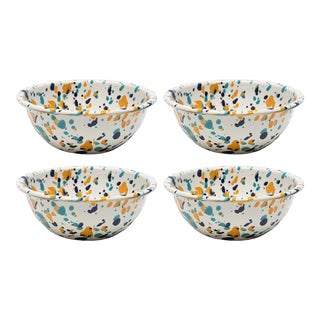 Crow Canyon Home Enamelware, Catalina 20 oz. Cereal Bowls in Bermuda Buttercup - Set of 4 For Sale