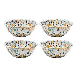 Crow Canyon Home Enamelware, Catalina 20 oz. Cereal Bowls in Bermuda Buttercup - Set of 4 For Sale