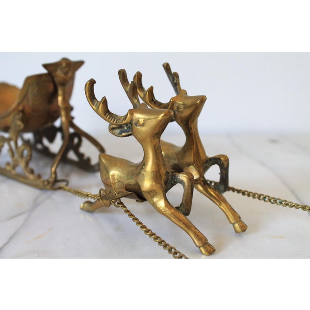 Vintage Brass Sleigh and Reindeer For Sale - Image 10 of 12
