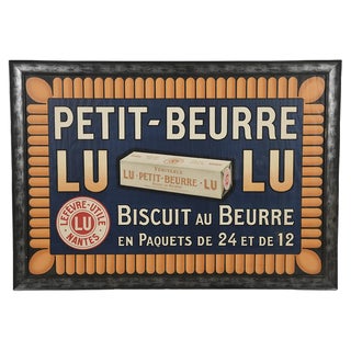 Vintage Framed Petit-Beurre LU Advertisement Sign For Sale