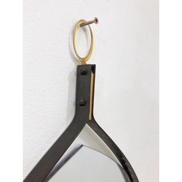 Mid-Century Modern Brass and Steel Drop-Shaped Mirror, 1970s For Sale - Image 4 of 8