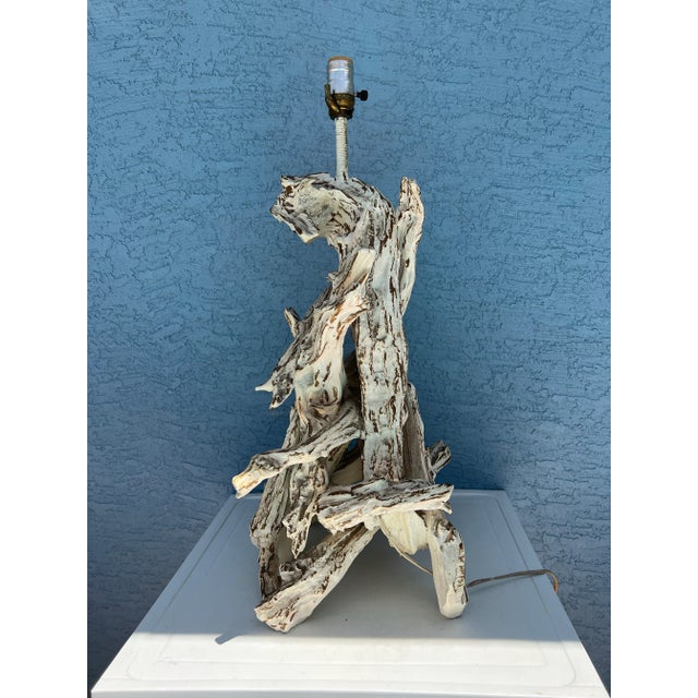Eggshell Driftwood Table Lamp For Sale - Image 8 of 10