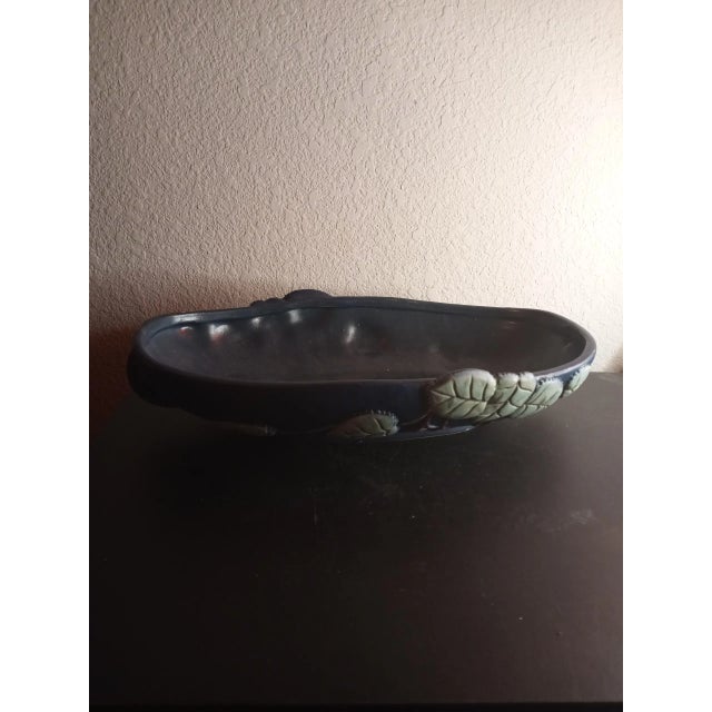 Shabby Chic 1980s Roseville Dual Handle Oval Bowl For Sale - Image 3 of 8