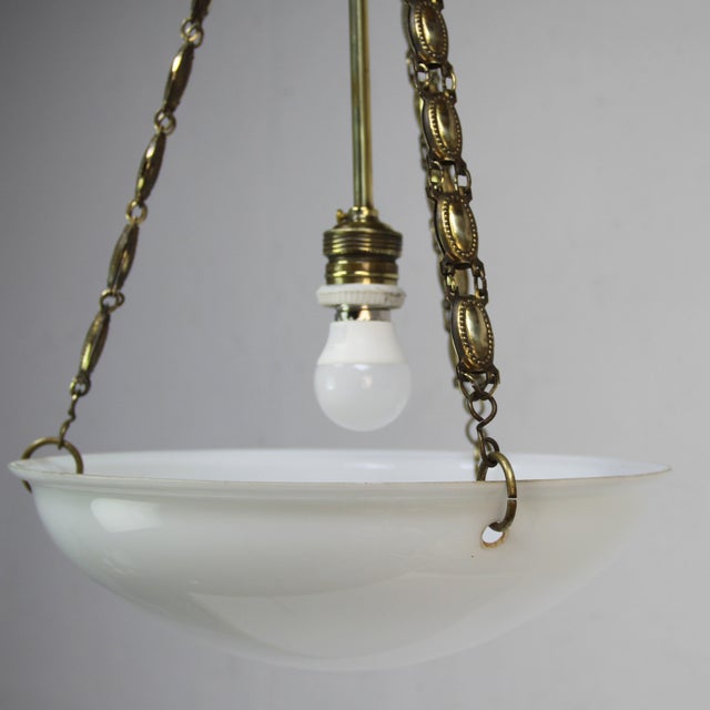 Art Deco Pendant Lamp in Opaline Glass, 1920s For Sale - Image 4 of 6