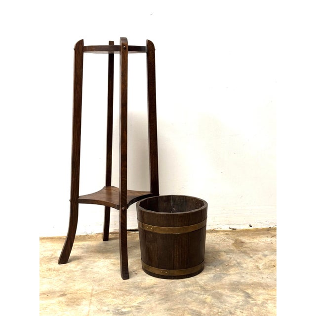 Vintage English Oak Coopered Plant Stand For Sale In Naples, FL - Image 6 of 6