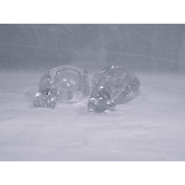 Vintage Attributed to Lenox Clear Lead Crystal Sitting Cats Salt & Pepper Shakers For Sale - Image 9 of 10