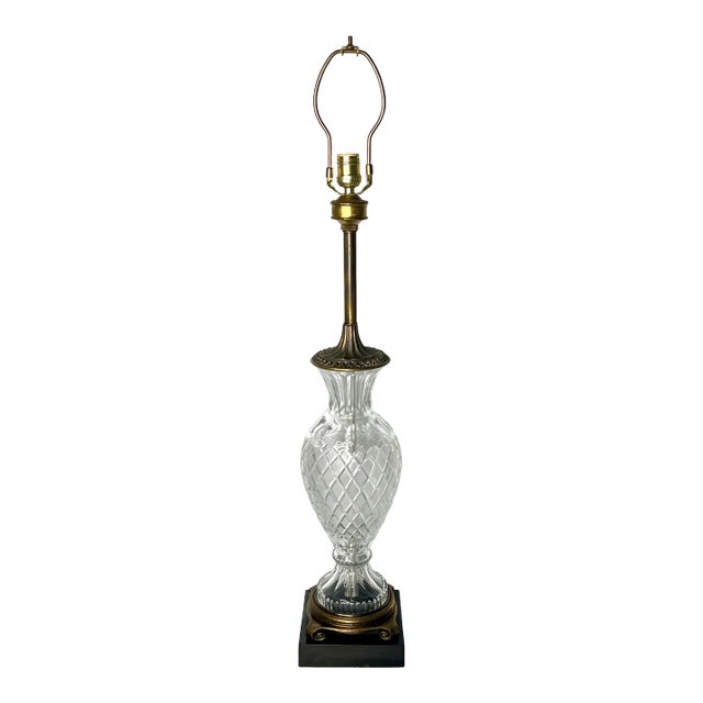 Vintage Cut Crystal Table Lamp For Sale