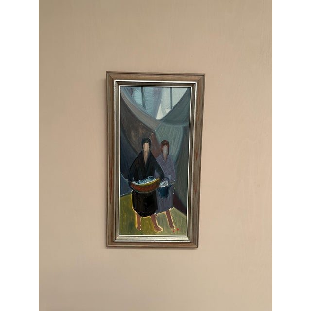 Original Swedish Oil on Canvas – “Figures” by Erik Lo – Signed – Vintage & Framed – 70 × 38 cm (27.6" × 15") A Swedish oil...