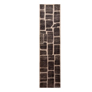 Nazmiyal Collection Tribal Primitive Geometric Block Design Modern Runner Rug For Sale