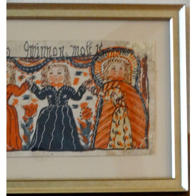 Traditional Early 19th-Century Swedish Figural Bonad Folk Art Painting Hand Painted For Sale - Image 3 of 8