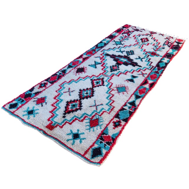 One-of-a-kind hand-knotted rug in the High Atlas Mountains of Morocco with soft organic wool. Featuring an intricate...