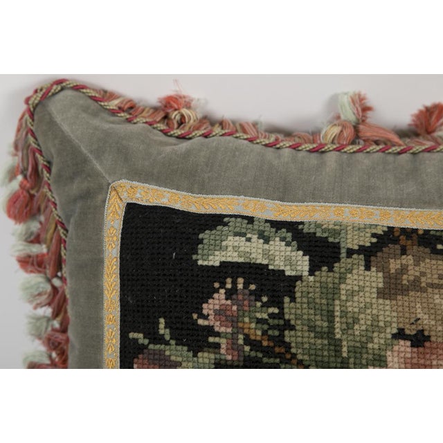 Victorian Needlework Pillow With Silk Backing Chairish
