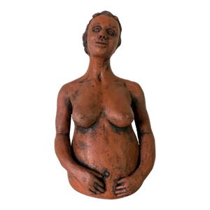 Vintage Dash Nude Pregnant Woman Terracotta Sculpture