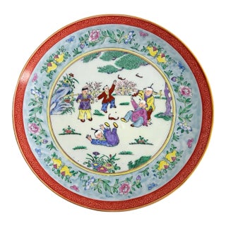 Antique Chinese Famille Rose Fencai Children at Play Motif Decorative Plate For Sale