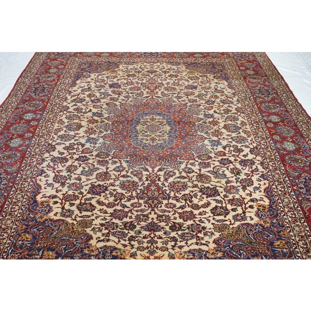 Red Antique Isfahan Rug 7'3'' x 10'6'' For Sale - Image 8 of 10