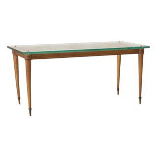 Italian Fluted Wood Coffee Table in the Manner of Pier Luigi Colli, 1950s For Sale