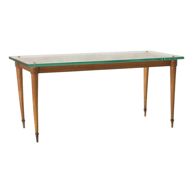 Italian Fluted Wood Coffee Table in the Manner of Pier Luigi Colli, 1950s For Sale