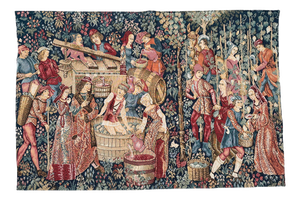 Vintage French Aubusson Medieval Style Jacquard Tapestry, 1970s