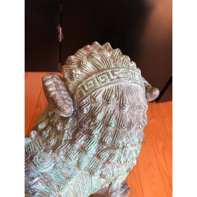 Bronze Monumental Antique Chinese Bronze Indoor Outdoor Foo Dogs - a Pair For Sale - Image 8 of 12
