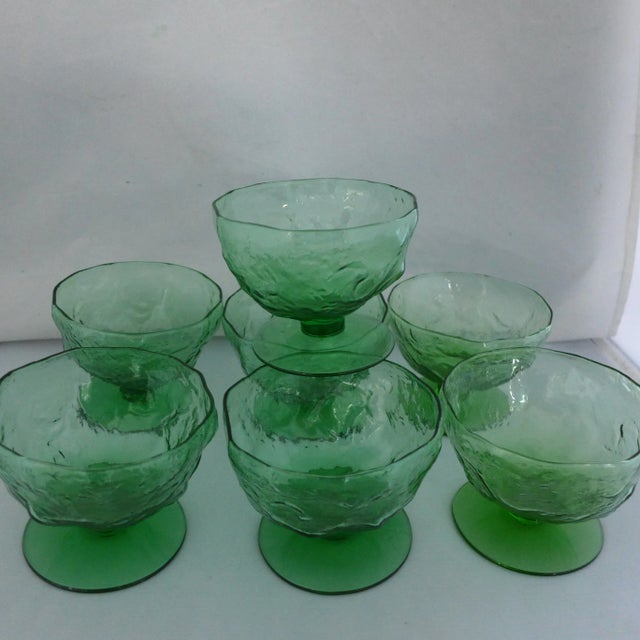 1960s Mid-Century Lido Milano Green Sherbet/Desert Glasses - Set of 7 For Sale - Image 5 of 5