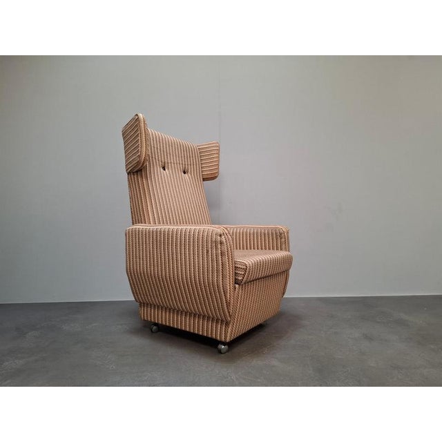 Mid-Century Modern Wingback Lounge Armchair on Castors in Upholstery, 1960 For Sale - Image 12 of 18