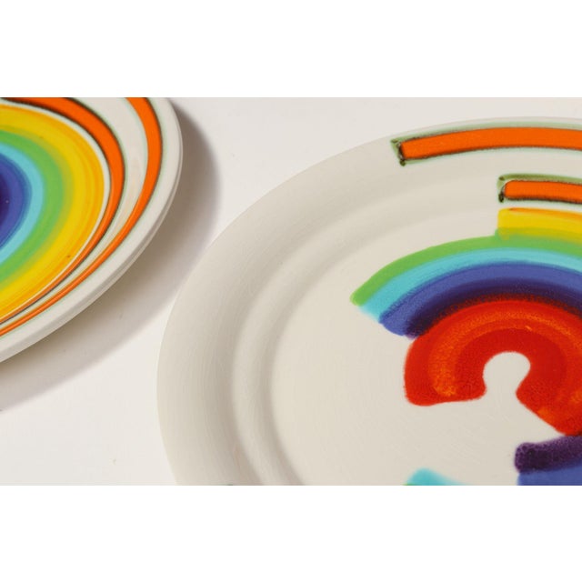 Set of Eight Italian Porcelain Salad and Dinner "Rainbow" Plates by Mancer For Sale - Image 13 of 16