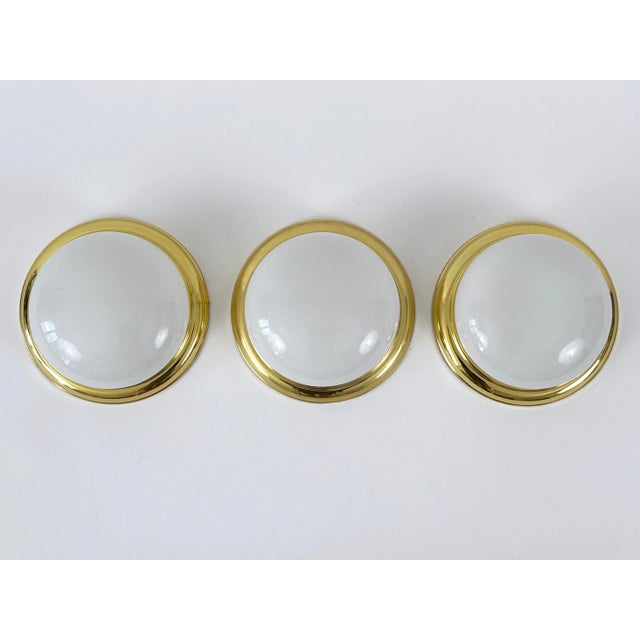 Vintage Brass and Opaline Glass Flush Mount, Germany, 1970 For Sale - Image 14 of 18