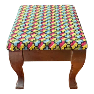 19th Century American Empire Mahogany Upholstered Footstool