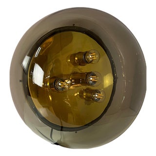 Wall or Ceiling Lamp in Brass and Smoked Glass from Kaiser Idell / Kaiser Leuchten For Sale
