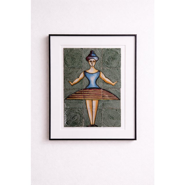 Italian Ceramic Tile Composition with Ballerina Figure in the style of Oskar Schlemmer, 1960s For Sale - Image 3 of 8