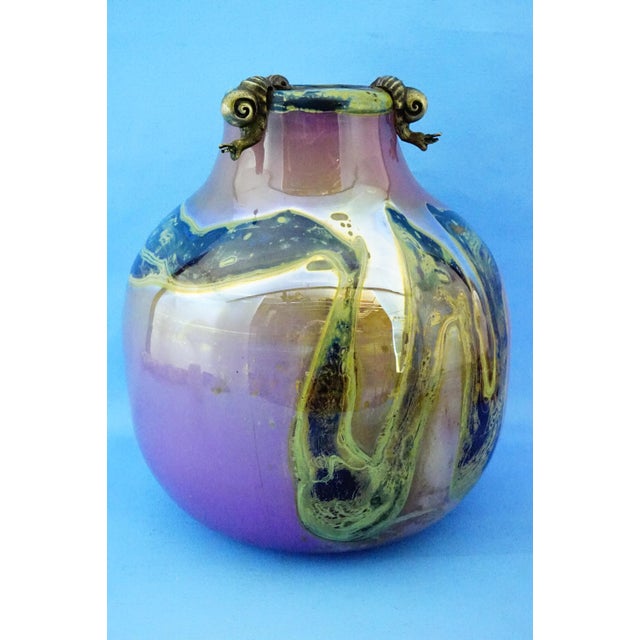 Measurements: height: 30 cm; diameter: 27 cm; weight: 8.139 kg item : a magnificent, large, artistic glass sculpture vase,...