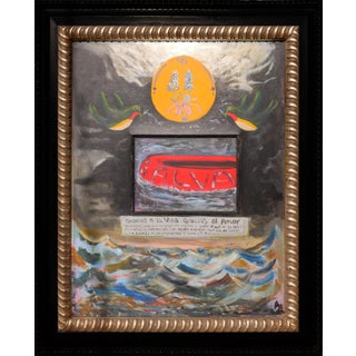 Moisés Villafuerte Abstract Contemporary Surrealist Three Dimensional Stormy Sea Landscape w/ Text, 2022 For Sale