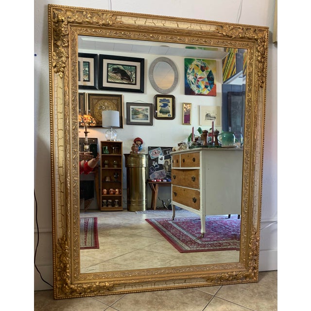Vintage Hollywood Regency Gold Gilt Full-Length Wall Mirror For Sale - Image 4 of 8