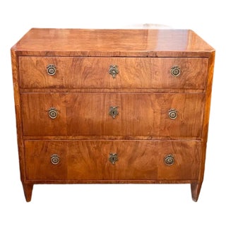 19th C German Biedermeier Walnut Chest For Sale