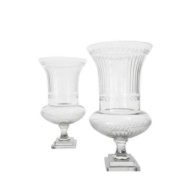 Large Antique French Belle Epoque Glass Crater Amphora Vases in the style of Baccarat, 1900s, Set of 2 For Sale - Image 14 of 14