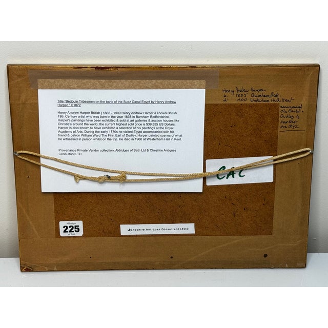 19th Century Watercolor Suez Canal Group of Bedouin Tribesman With Camels by Henry Andrew Harper, Fr For Sale - Image 4 of 12