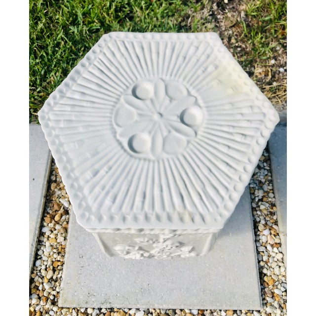 Chinoiserie Vintage Chinoiserie Garden Stool With Faux Bamboo and Floral Motif For Sale - Image 3 of 10