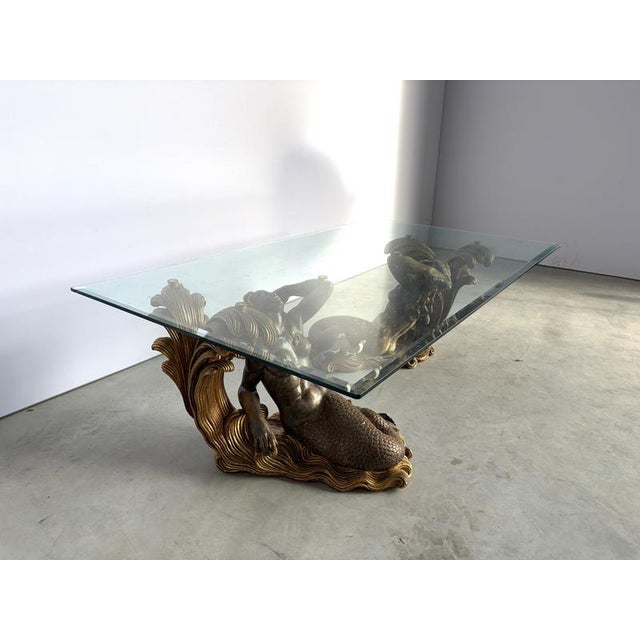 Vintage Gilt Wood Mermaid Coffee Table, Italy, 1960s For Sale - Image 8 of 14