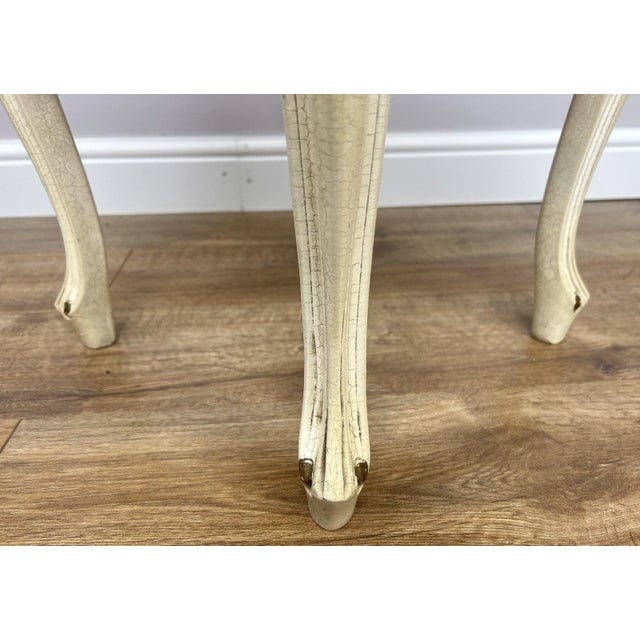 Wood Vintage French Upholstered Ottoman For Sale - Image 7 of 13