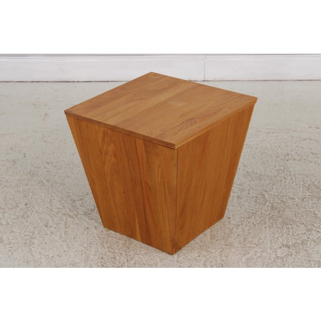 Wood Pair Modern Arts & Crafts Design Oak Box Tables For Sale - Image 7 of 13