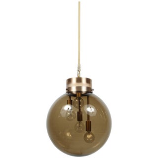 1970s Modern Smoked Glass Pendant Globe For Sale