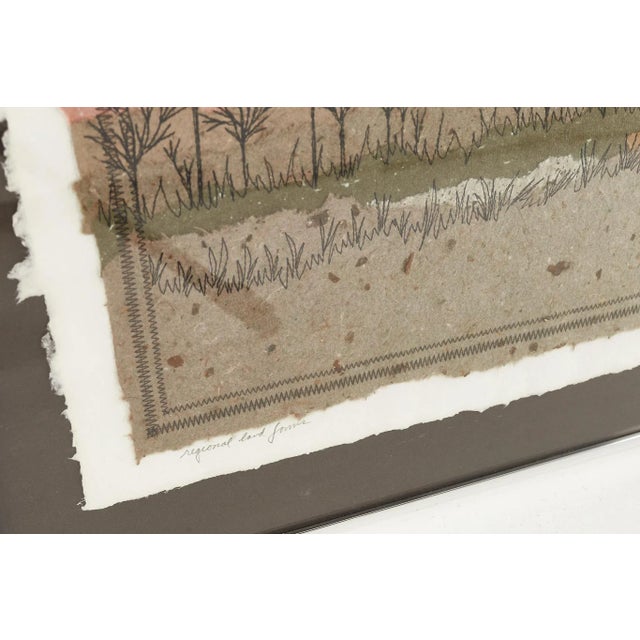 M P Marion Mid Century Landscape Mixed Media Collage For Sale In Chicago - Image 6 of 8