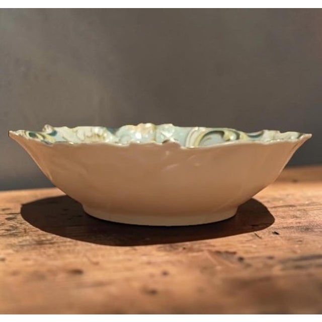 Antique German Art Nouveau Porcelain Centerpiece Bowl by Unger & Schilde, Saxe-Altenburg c.1906–1920 Morning Glory...