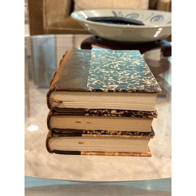 Brown Vintage French Cognac Leather Bound Books by Pierre Benoit - Set of 3 For Sale - Image 8 of 13