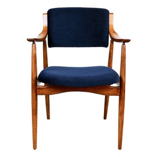 Vintage Danish Office Armchair in Navy Blue, 1970s For Sale