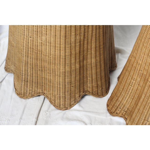1990s Pair of Matching Wicker Ghost Side Tables For Sale - Image 9 of 11