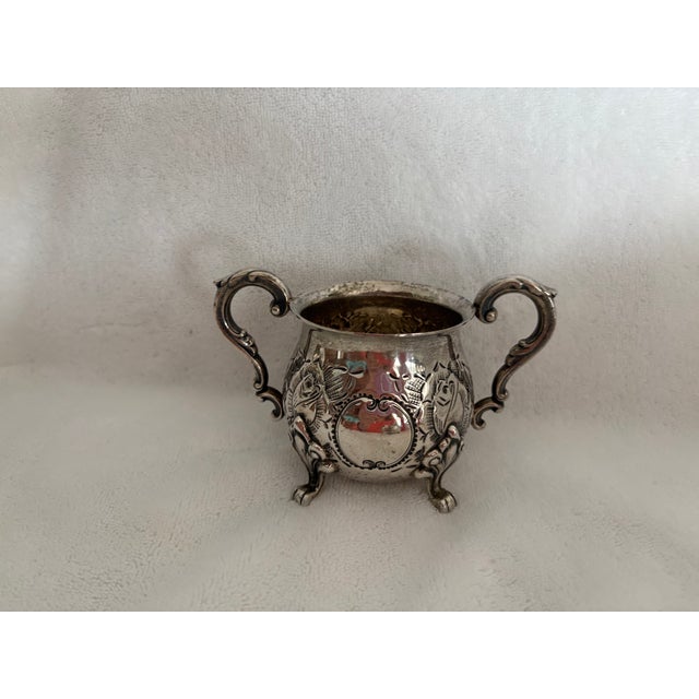 Metal Mid 20th Century Sterling Silver Tray With Milk and Sugar Bowl - Set of 3 For Sale - Image 7 of 9