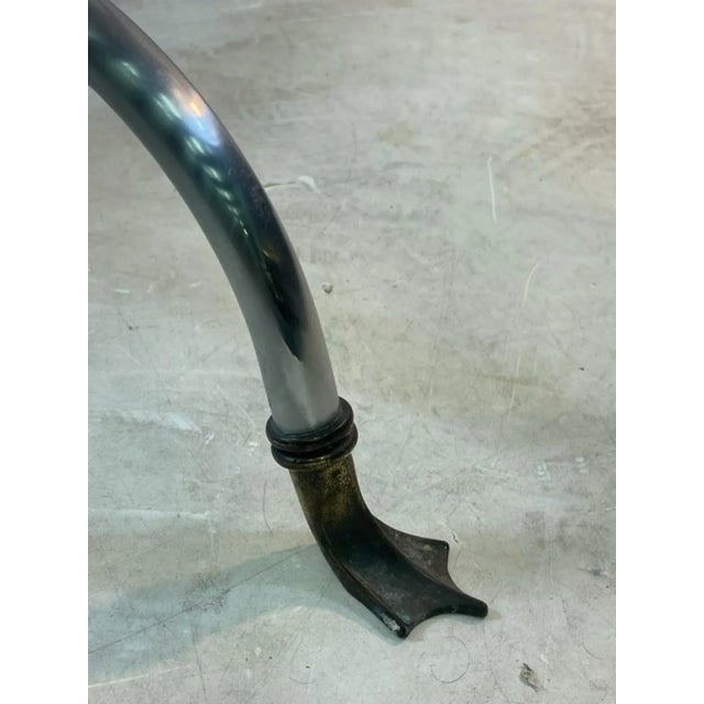 1960s Modernist Maison Jansen Steel & Brass Swan Head Coffee Table For Sale - Image 9 of 10