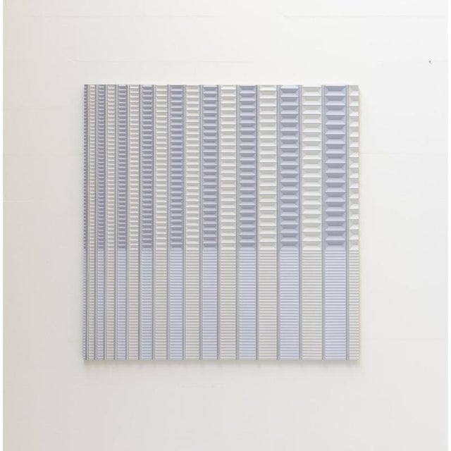 Alugrid Nr. 01 Wall Panel in Marine Blue Flocked Pressed Wood by Arno Hoogland Dimensions: D 4 x W 120 x H 120 cm....