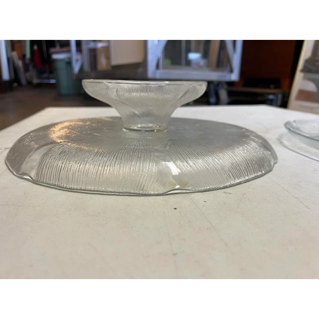 Glass Vintage French Floral Glass Cake Stand & Pie Plate- Set of 2 For Sale - Image 7 of 8
